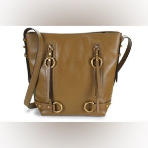 Rebecca Minkoff Jett Leather Olive Tote Bucket Crossbody with Gold Hardware